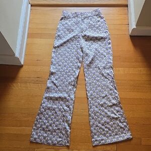 Zara, Satiny, Purple and Green,Wide Leg, Pineapple Pants, EUC, Women's XS